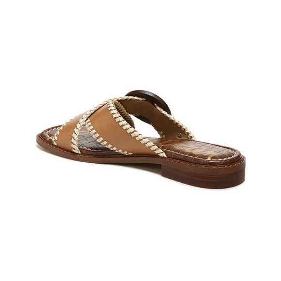 NWT SAM EDELMAN Womens Brown Harlie Round Toe Slip On Leather Sandals Shoes 9.5 - Picture 2 of 4